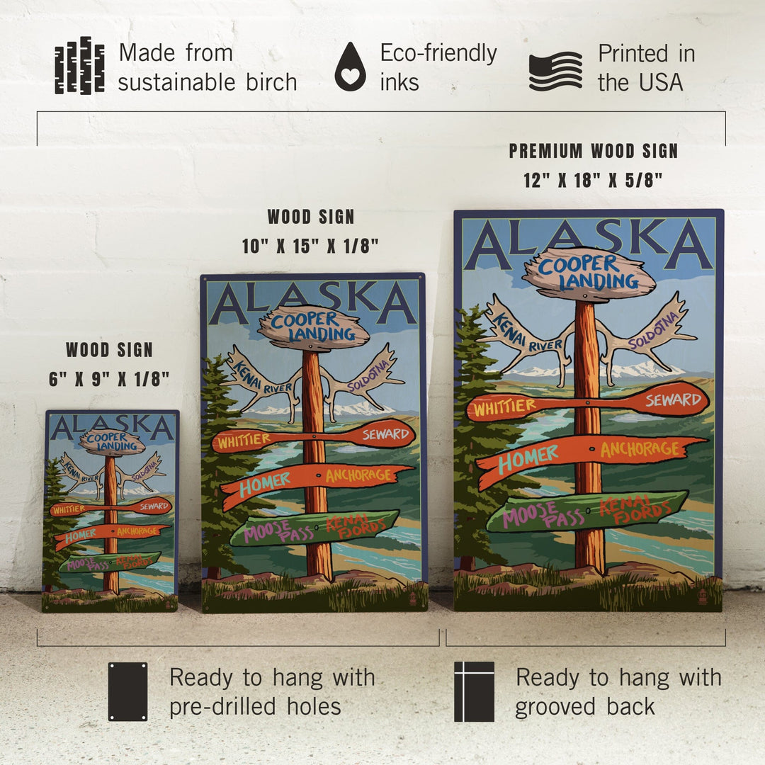 Kenai River, Alaska, Sign Post, Lantern Press Artwork, Wood Signs and Postcards Wood Lantern Press 