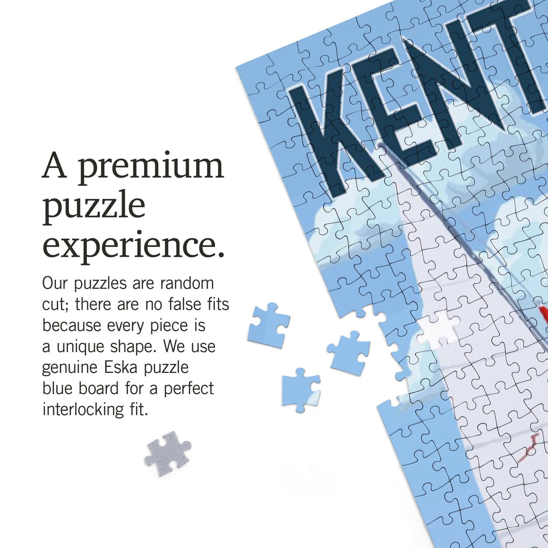 Kent Island, Maryland, Sloop Sailboat and Chesapeake Bay Bridge, Jigsaw Puzzle Puzzle Lantern Press 