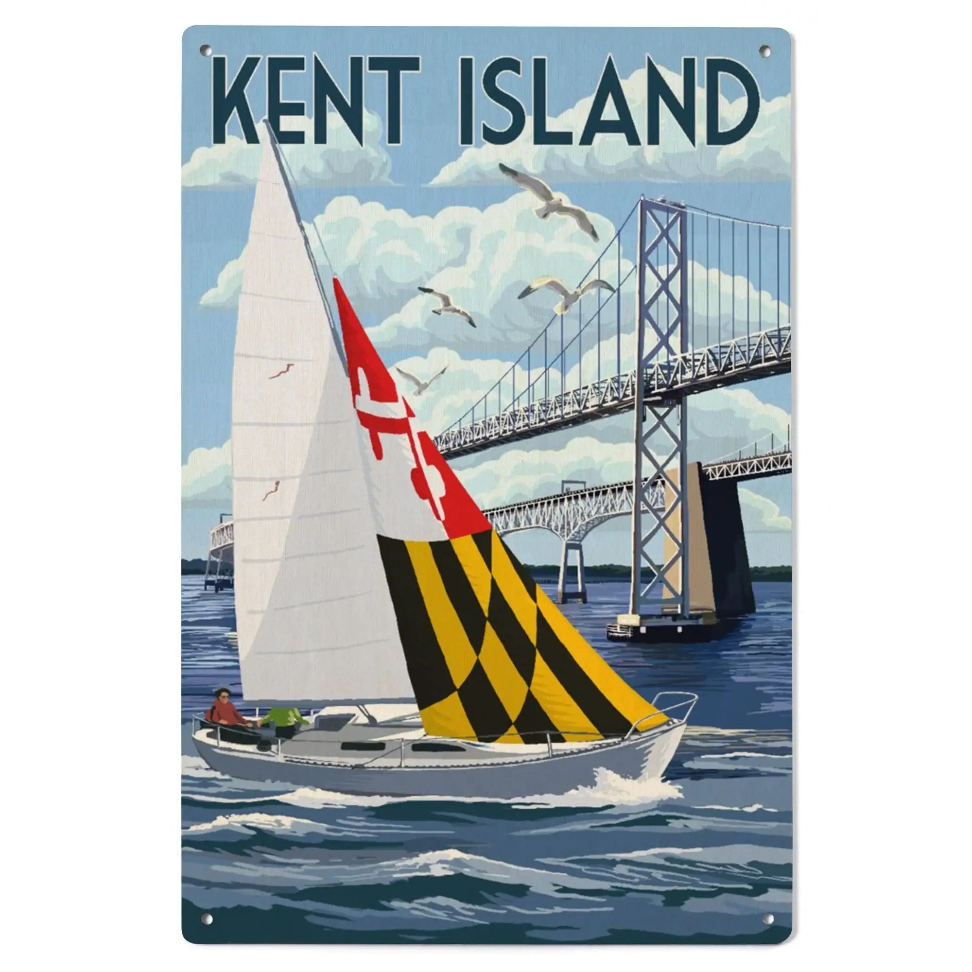 Kent Island, Maryland, Sloop Sailboat & Chesapeake Bay Bridge