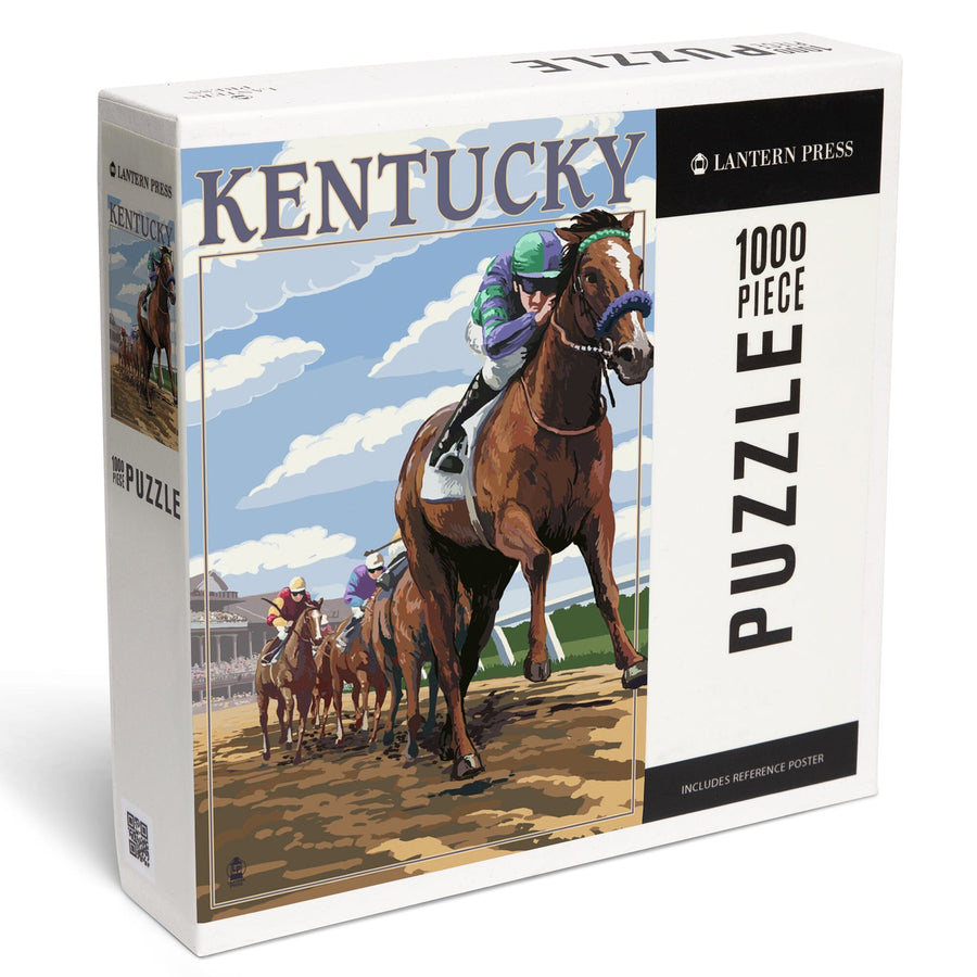 Kentucky, Horse Racing Track Scene, Jigsaw Puzzle Puzzle Lantern Press 