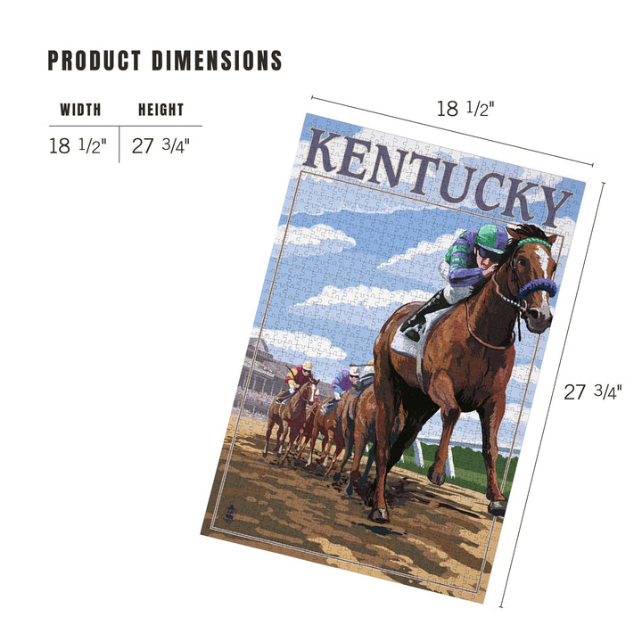 Kentucky, Horse Racing Track Scene, Jigsaw Puzzle Puzzle Lantern Press 