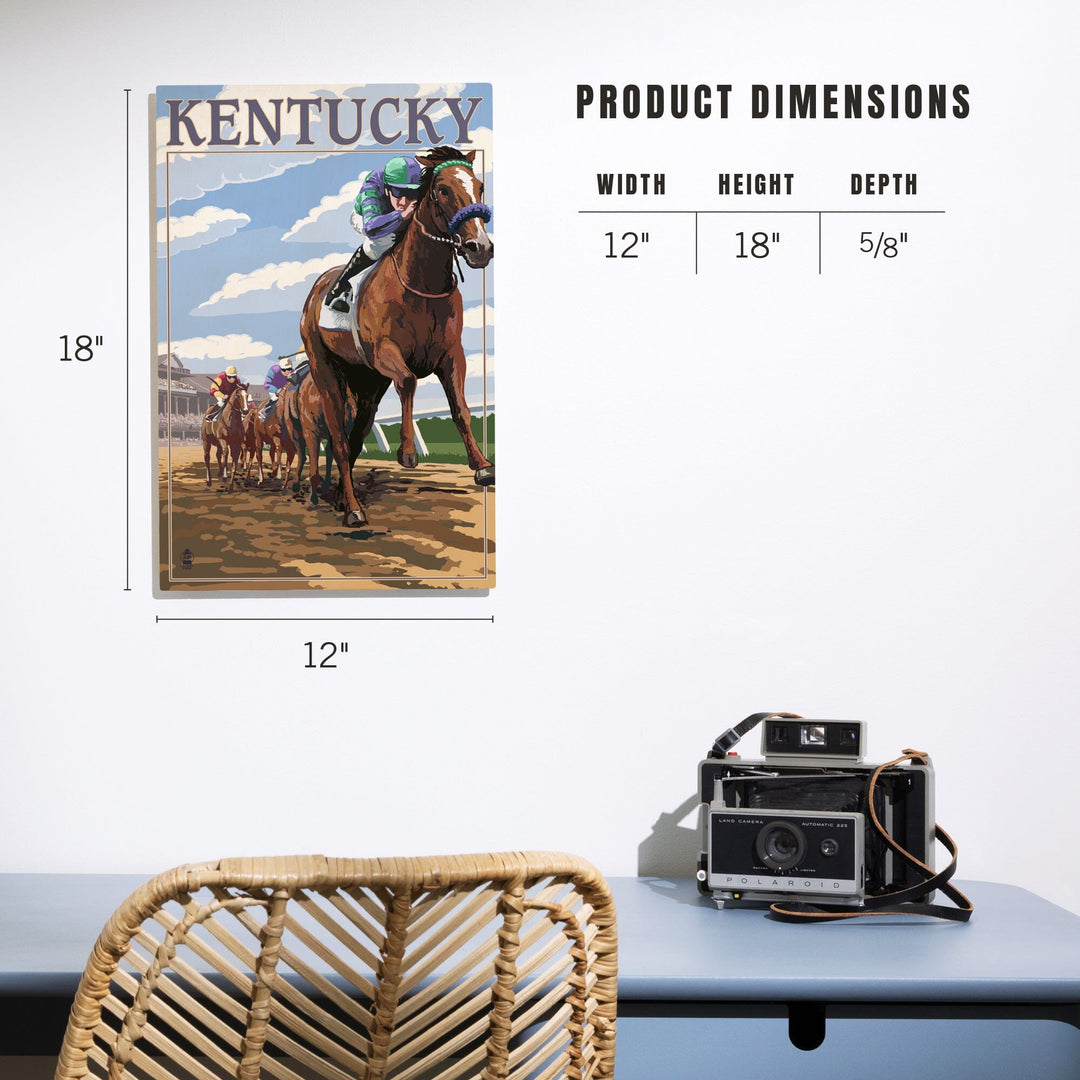 Kentucky, Horse Racing Track Scene, Lantern Press Artwork, Wood Signs and Postcards Wood Lantern Press 