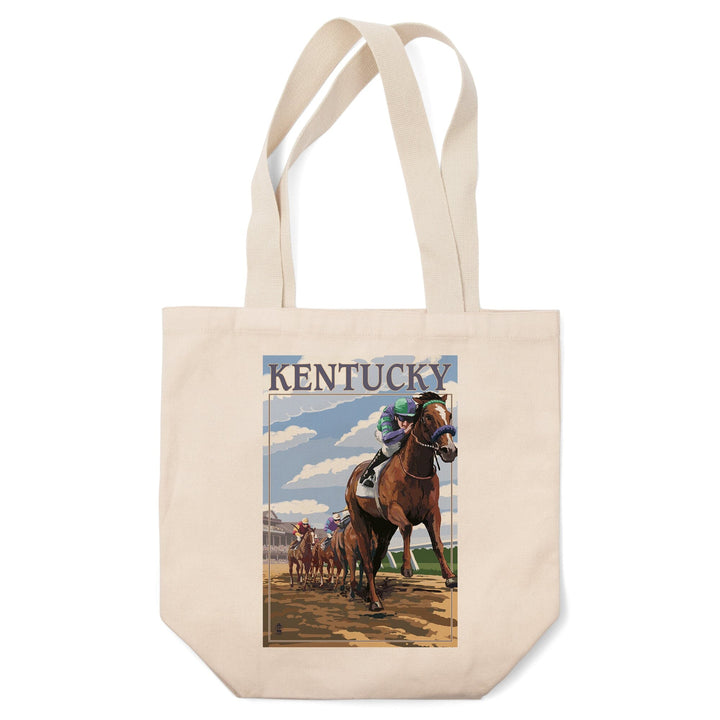 Kentucky, Horse Racing Track Scene, Tote Bag Totes Lantern Press 