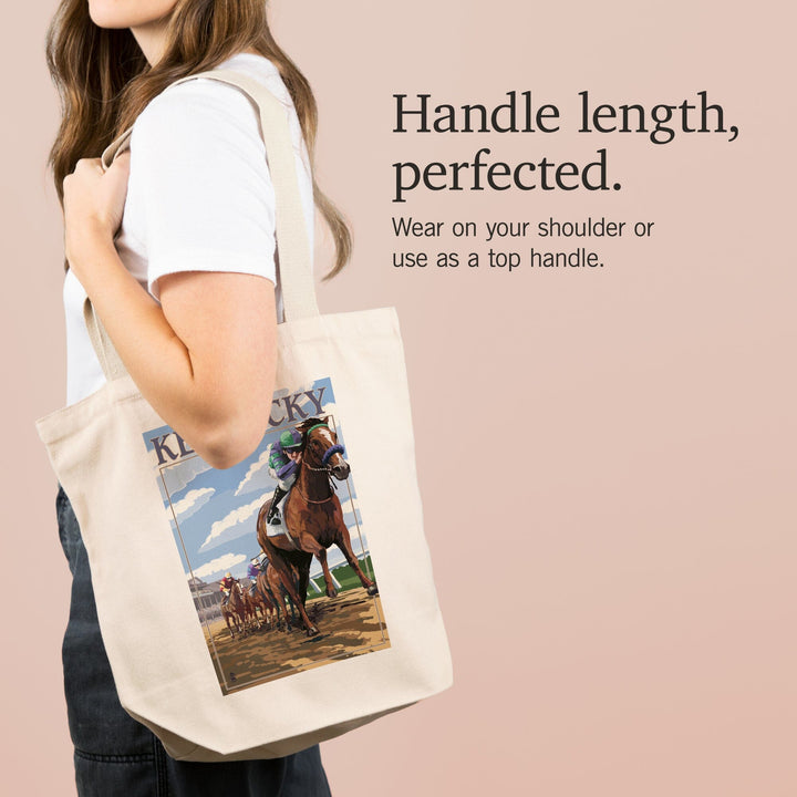 Kentucky, Horse Racing Track Scene, Tote Bag Totes Lantern Press 