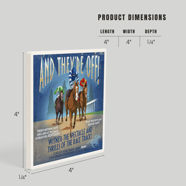 Kentucky, Horse Racing Vintage Sign, Coasters Coasters Lantern Press 
