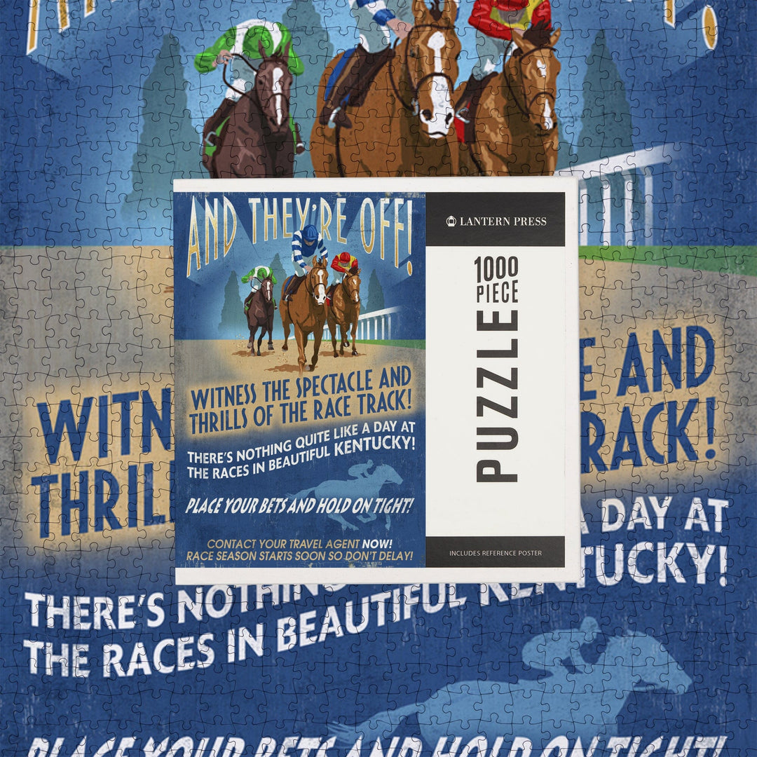 Kentucky, Horse Racing Vintage Sign, Jigsaw Puzzle Puzzle Lantern Press 