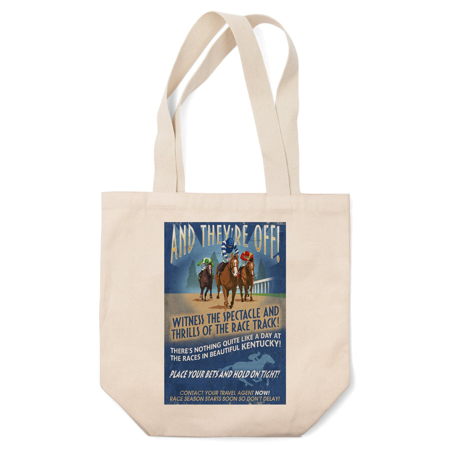 Kentucky, Horse Racing Vintage Sign, Tote Bag Totes Lantern Press 