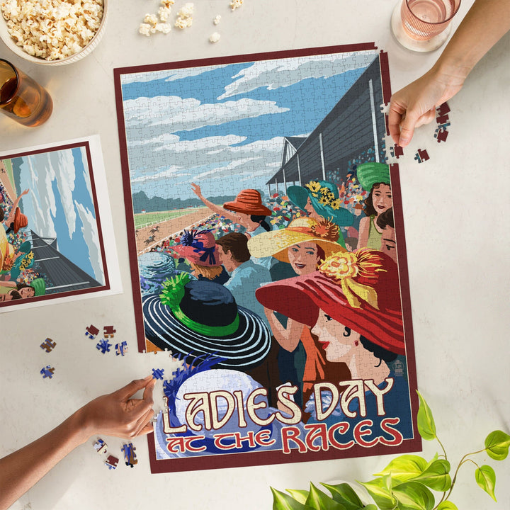 Kentucky, Ladies Day at the Track Horse Racing, Jigsaw Puzzle Puzzle Lantern Press 