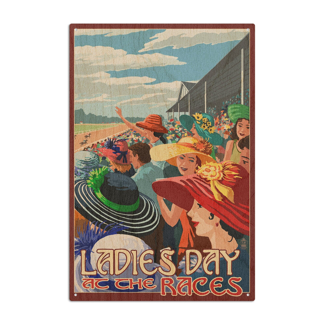 Kentucky, Ladies Day at the Track Horse Racing, Lantern Press Artwork, Wood Signs and Postcards Wood Lantern Press 10 x 15 Wood Sign 
