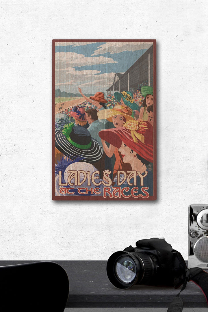 Kentucky, Ladies Day at the Track Horse Racing, Lantern Press Artwork, Wood Signs and Postcards Wood Lantern Press 12 x 18 Wood Gallery Print 