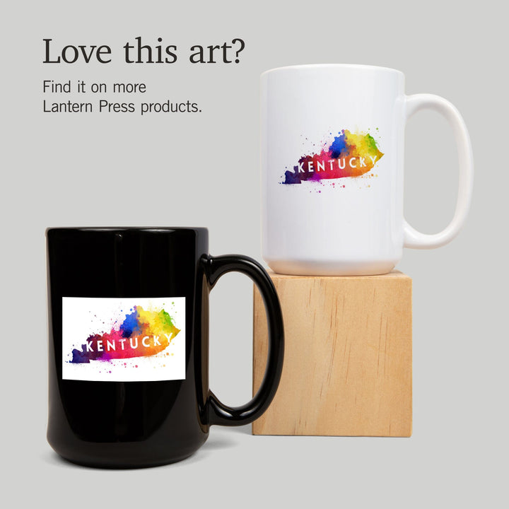 Kentucky, State Abstract Watercolor, Contour, Lantern Press Artwork, Ceramic Mug Mugs Lantern Press 