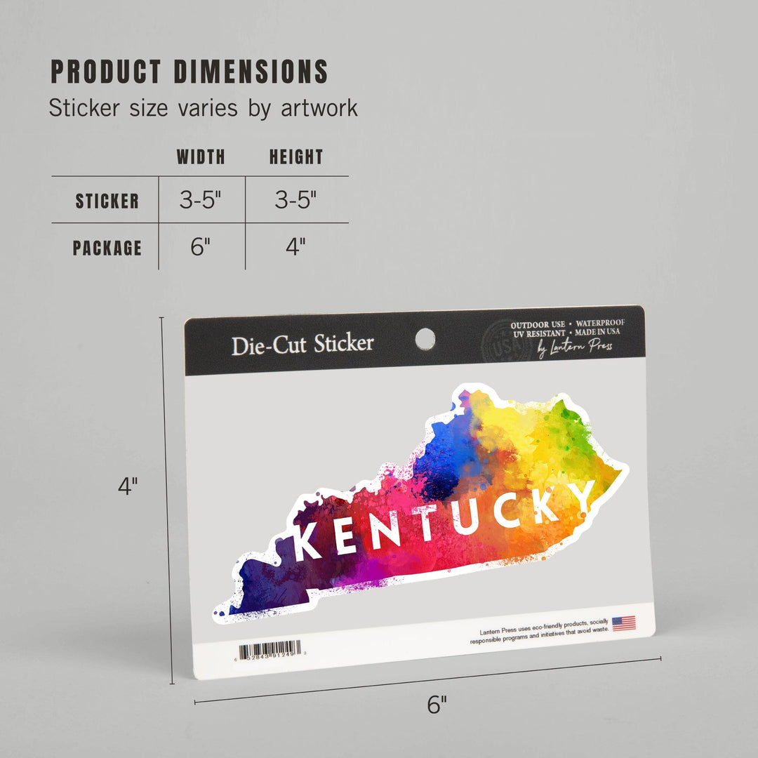 Kentucky, State Abstract Watercolor, Contour, Lantern Press Artwork, Vinyl Sticker Sticker Lantern Press 