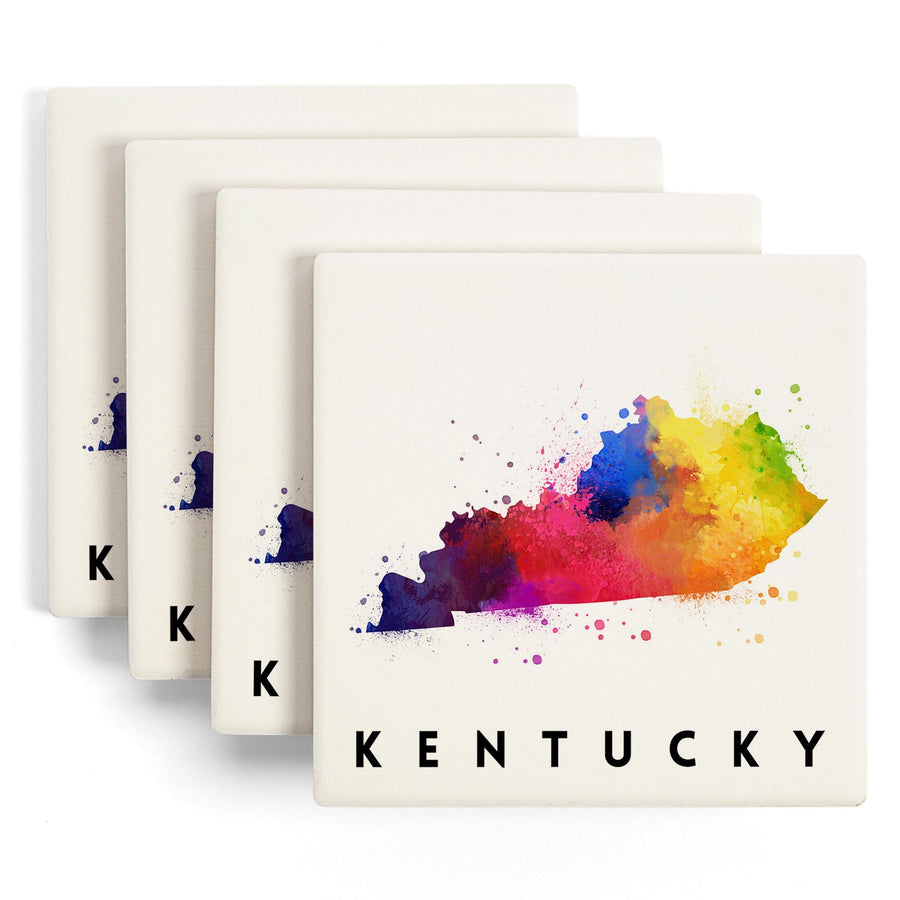 Kentucky, State Abstract Watercolor, Lantern Press Artwork, Coaster Set - Lantern Press