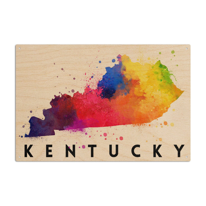 Kentucky, State Abstract Watercolor, Lantern Press Artwork, Wood Signs and Postcards Wood Lantern Press 10 x 15 Wood Sign 