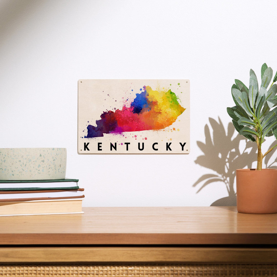 Kentucky, State Abstract Watercolor, Lantern Press Artwork, Wood Signs and Postcards Wood Lantern Press 