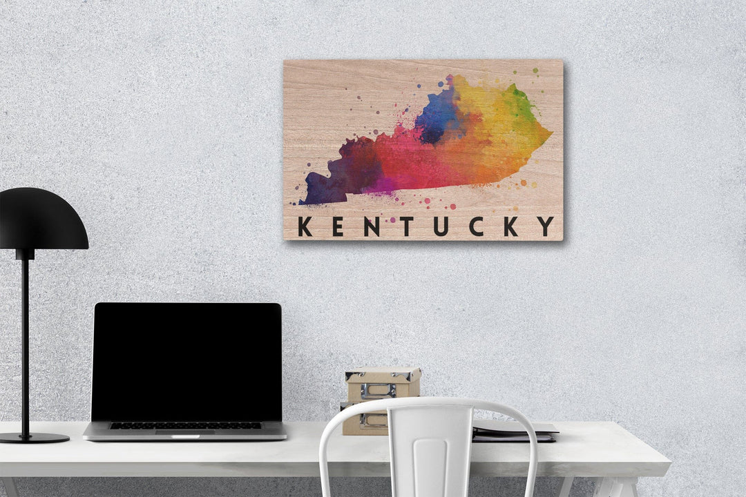 Kentucky, State Abstract Watercolor, Lantern Press Artwork, Wood Signs and Postcards Wood Lantern Press 12 x 18 Wood Gallery Print 