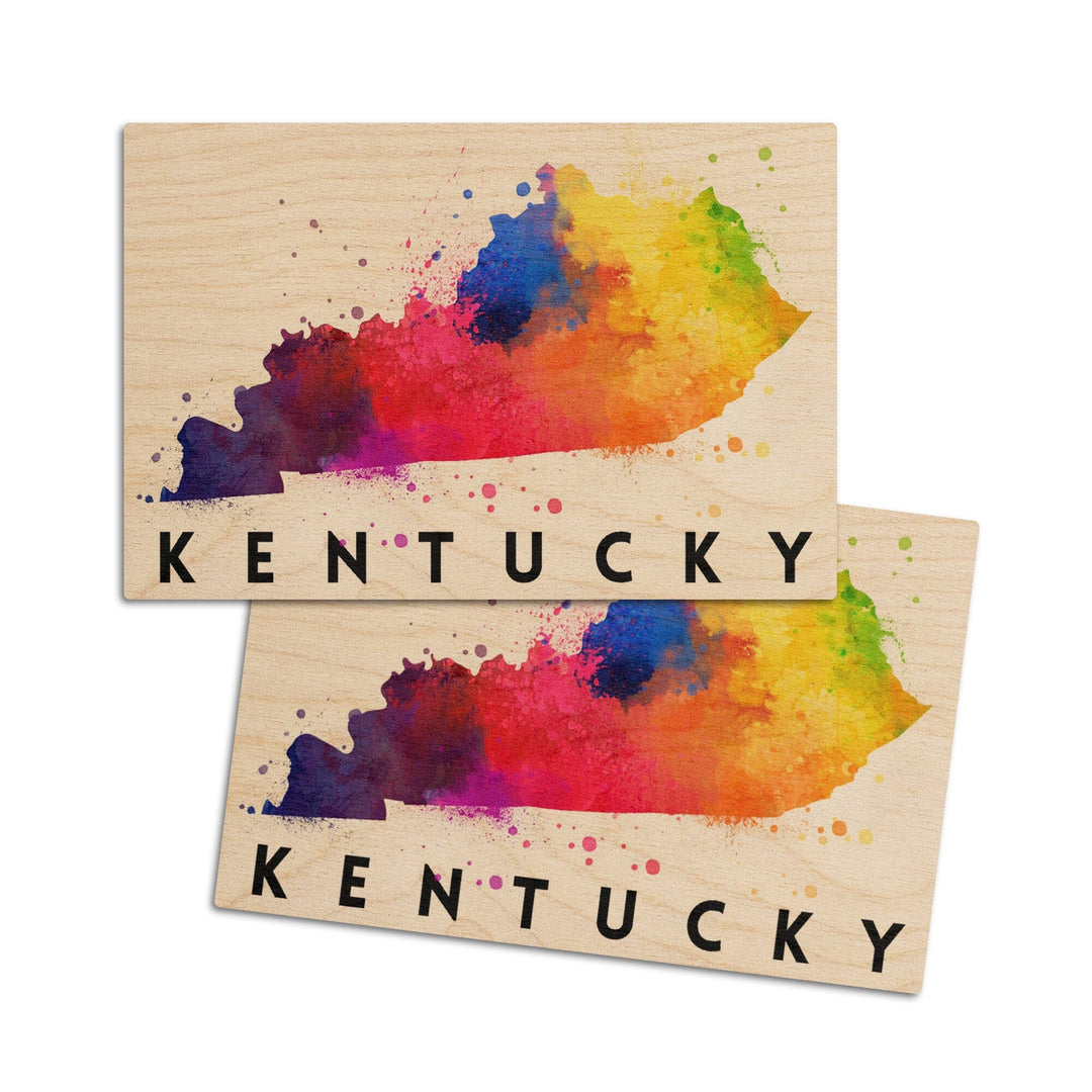 Kentucky, State Abstract Watercolor, Lantern Press Artwork, Wood Signs and Postcards Wood Lantern Press 4x6 Wood Postcard Set 