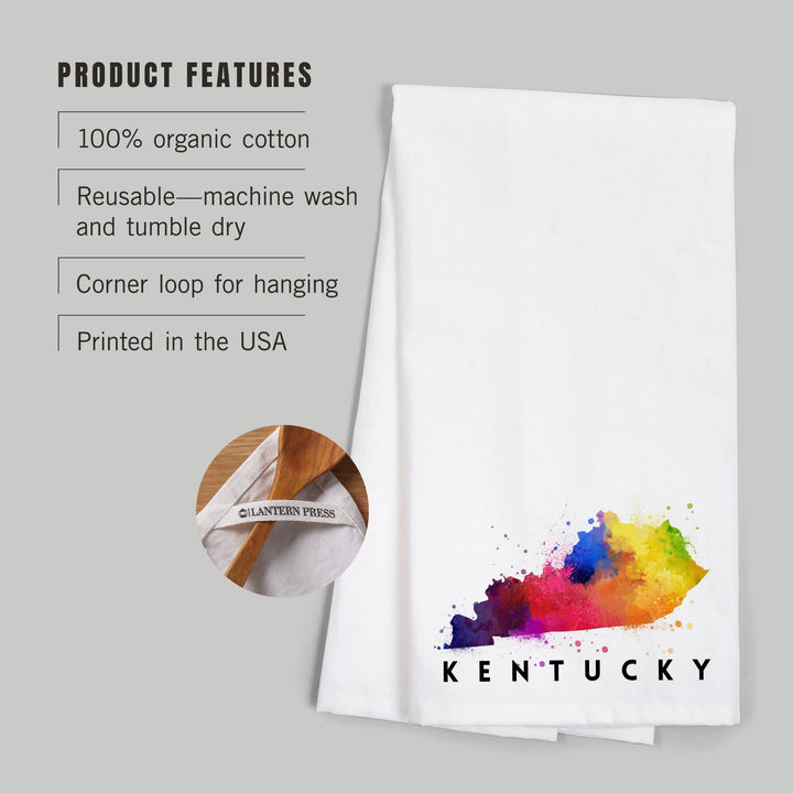 Kentucky, State Abstract Watercolor, Organic Cotton Kitchen Tea Towels Kitchen Lantern Press 