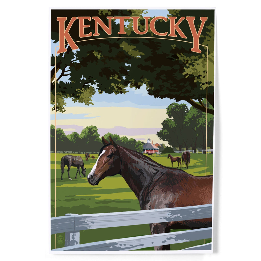 Kentucky, Thoroughbred Horses Farm Scene, Art & Giclee Prints Art Lantern Press 