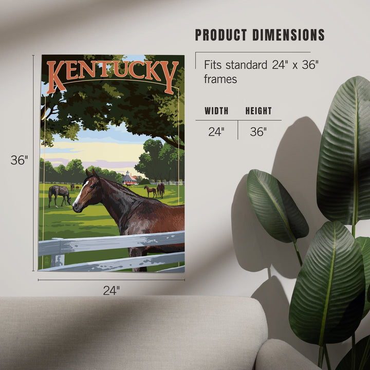 Kentucky, Thoroughbred Horses Farm Scene, Art & Giclee Prints Art Lantern Press 