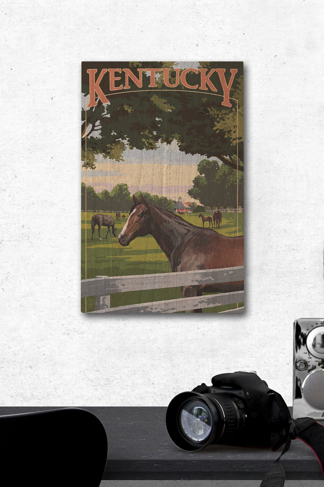 Kentucky, Thoroughbred Horses Farm Scene, Lantern Press Artwork, Wood Signs and Postcards Wood Lantern Press 12 x 18 Wood Gallery Print 