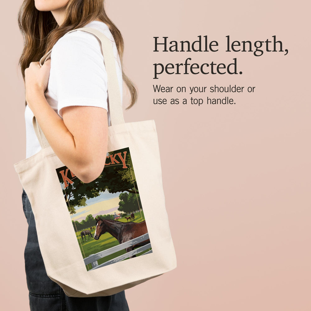 Kentucky, Thoroughbred Horses Farm Scene, Tote Bag Totes Lantern Press 