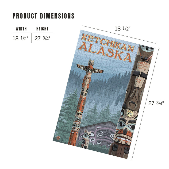 Ketchikan, Alaska, Alaska Totem Poles, Jigsaw Puzzle Puzzle Lantern Press 