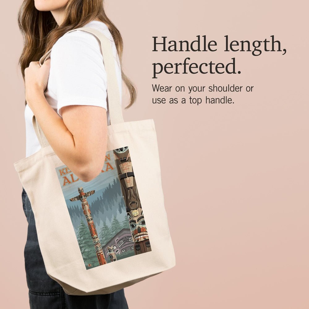 Ketchikan, Alaska, Alaska Totem Poles, Tote Bag Totes Lantern Press 