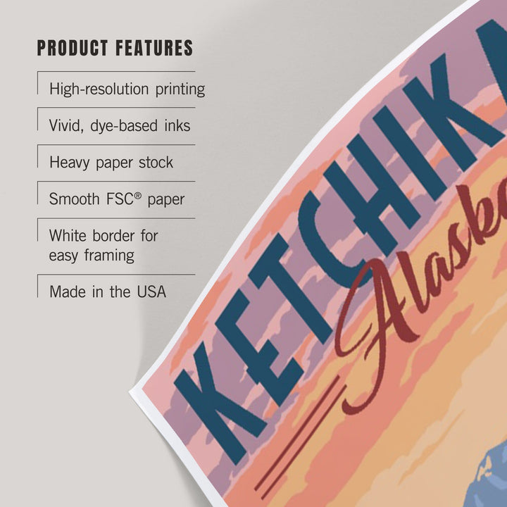 Ketchikan, Alaska, Inside Passage, Bear and Spring Flowers, Art & Giclee Prints Art Lantern Press 