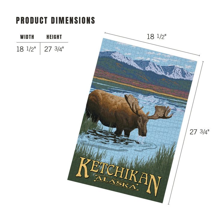Ketchikan, Alaska, Moose in Water Puzzle Lantern Press 