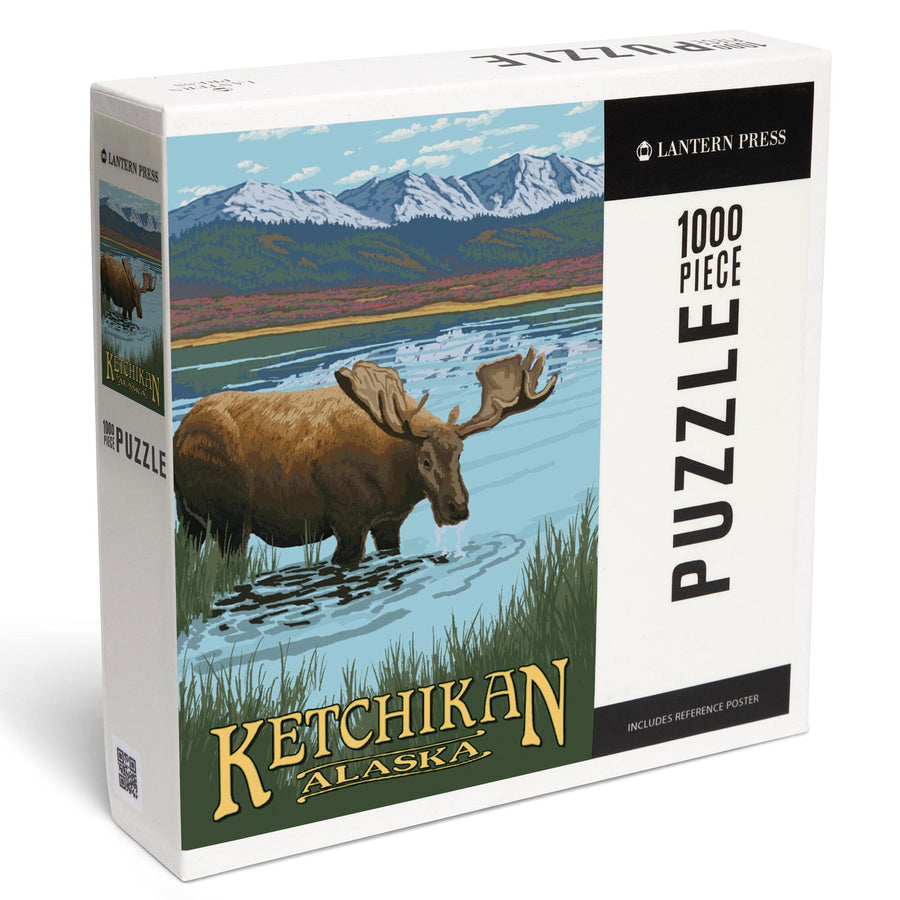 Ketchikan, Alaska, Moose in Water Puzzle Lantern Press 
