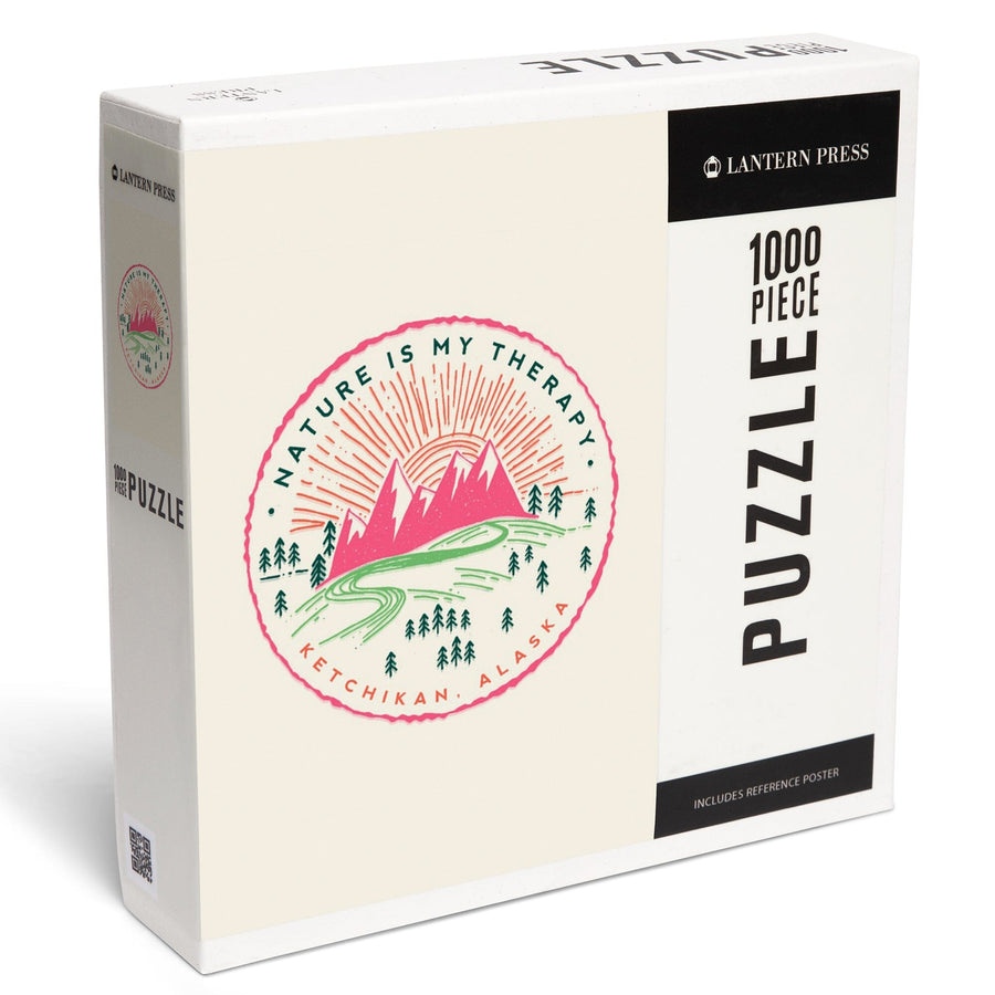 Ketchikan, Alaska, Nature Is My Therapy, Green and Pink, Jigsaw Puzzle Puzzle Lantern Press 