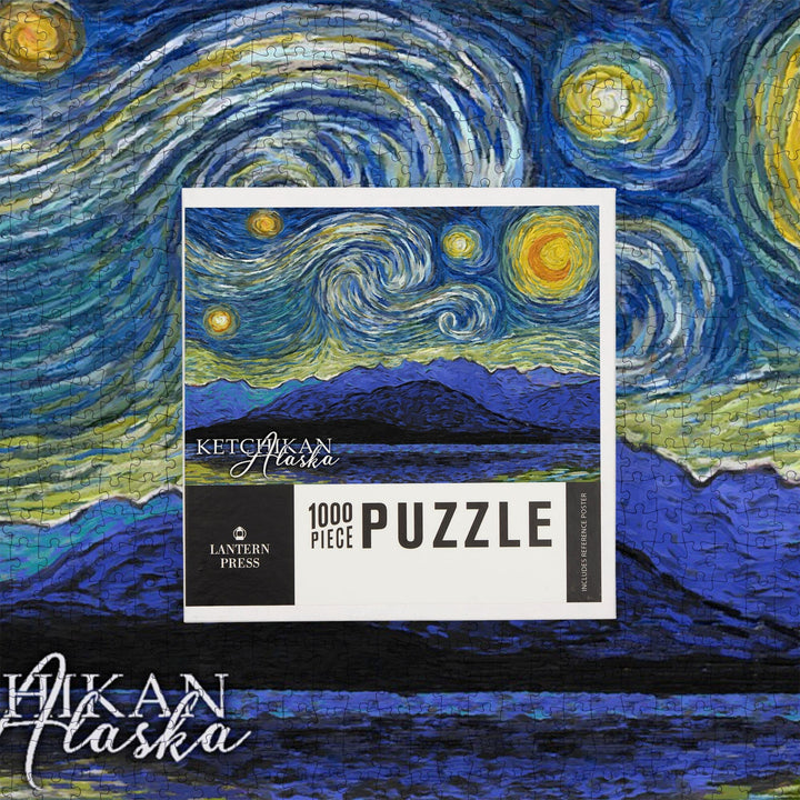 Ketchikan, Alaska, Starry Night, Jigsaw Puzzle Puzzle Lantern Press 