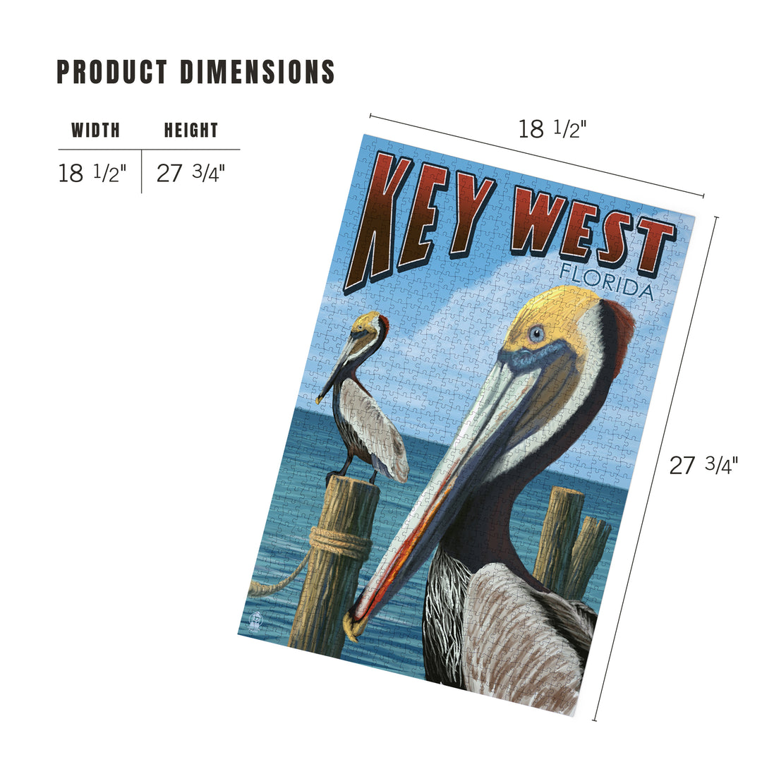 Key West, Florida, Brown Pelican, Jigsaw Puzzle Puzzle Lantern Press 