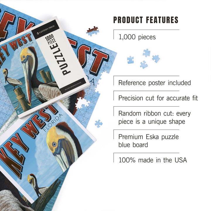 Key West, Florida, Brown Pelican, Jigsaw Puzzle Puzzle Lantern Press 