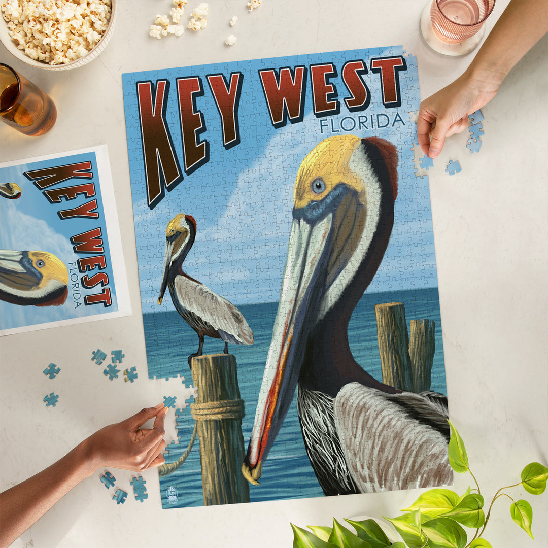 Key West, Florida, Brown Pelican, Jigsaw Puzzle Puzzle Lantern Press 