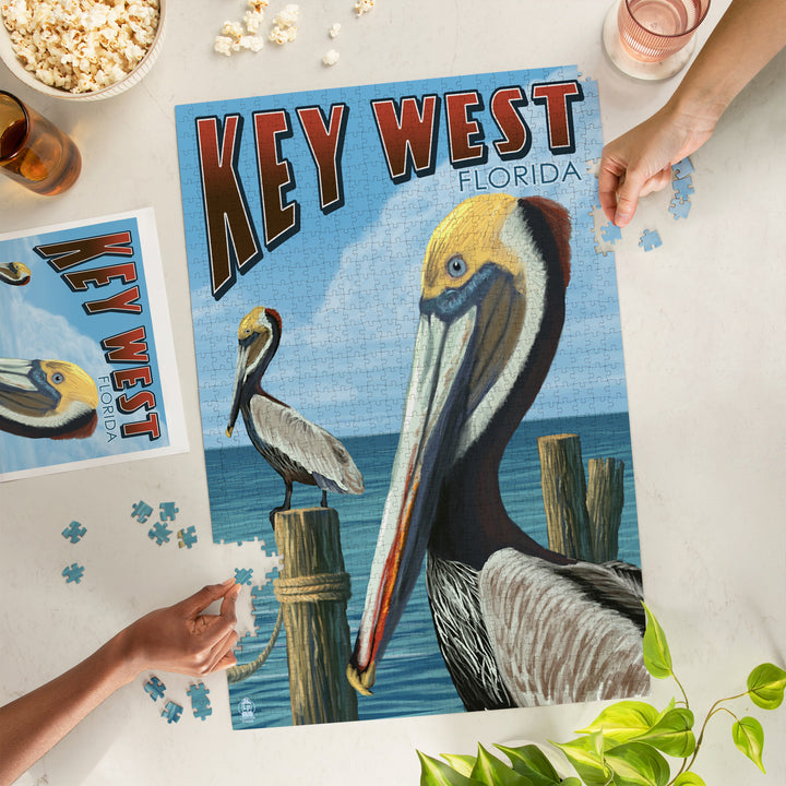 Key West, Florida, Brown Pelican, Jigsaw Puzzle Puzzle Lantern Press 