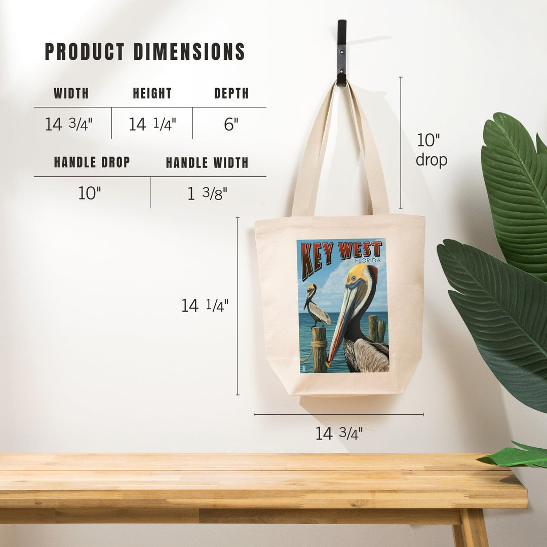 Key West, Florida, Brown Pelican, Tote Bag Totes Lantern Press 