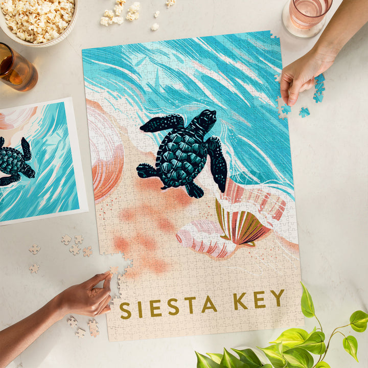 Key West, Florida, Courageous Explorer Collection, Turtle and Shells, Safely to Sea, Jigsaw Puzzle Puzzle Lantern Press 