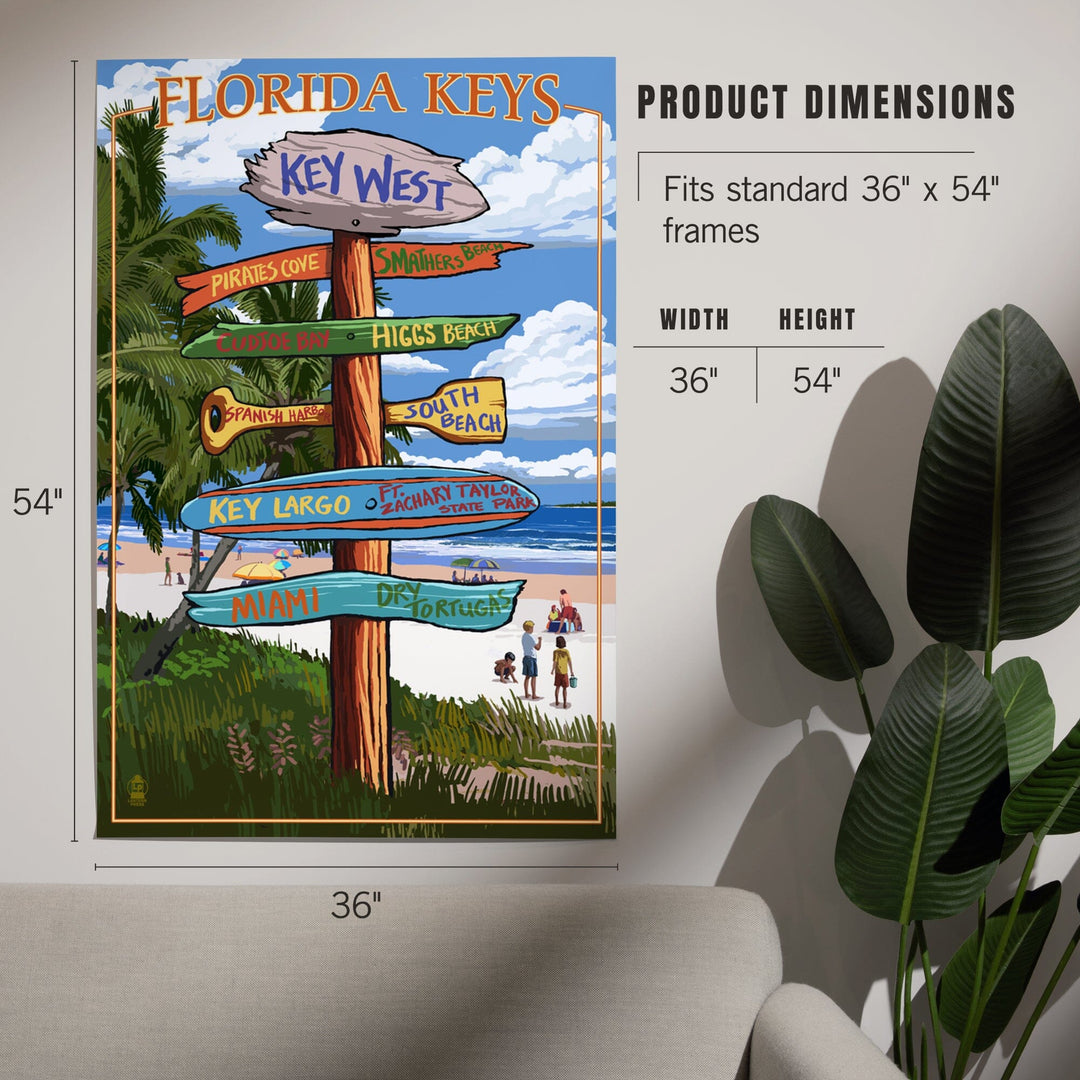 Key West, Florida, Destinations Sign, Art & Giclee Prints Art Lantern Press 