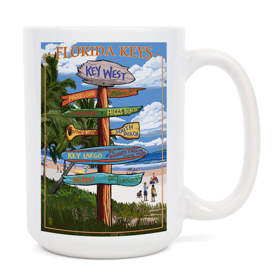 Key West, Florida, Destinations Sign, Ceramic Mug Mugs Lantern Press 