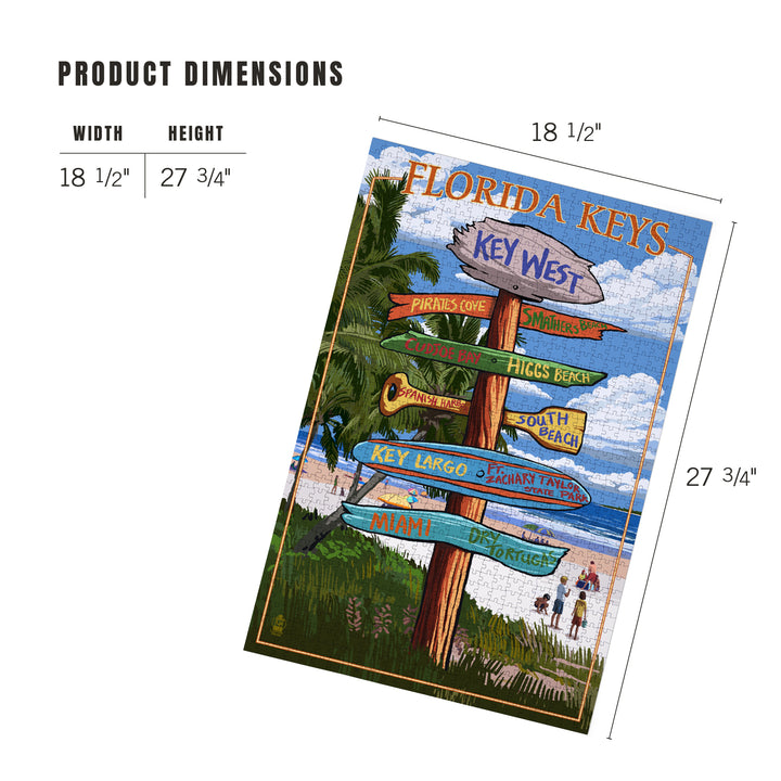 Key West, Florida, Destinations Sign, Jigsaw Puzzle Puzzle Lantern Press 