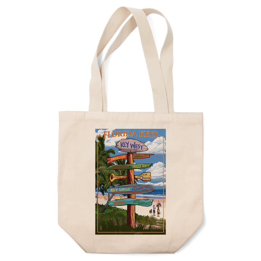 Key West, Florida, Destinations Sign, Tote Bag Totes Lantern Press 