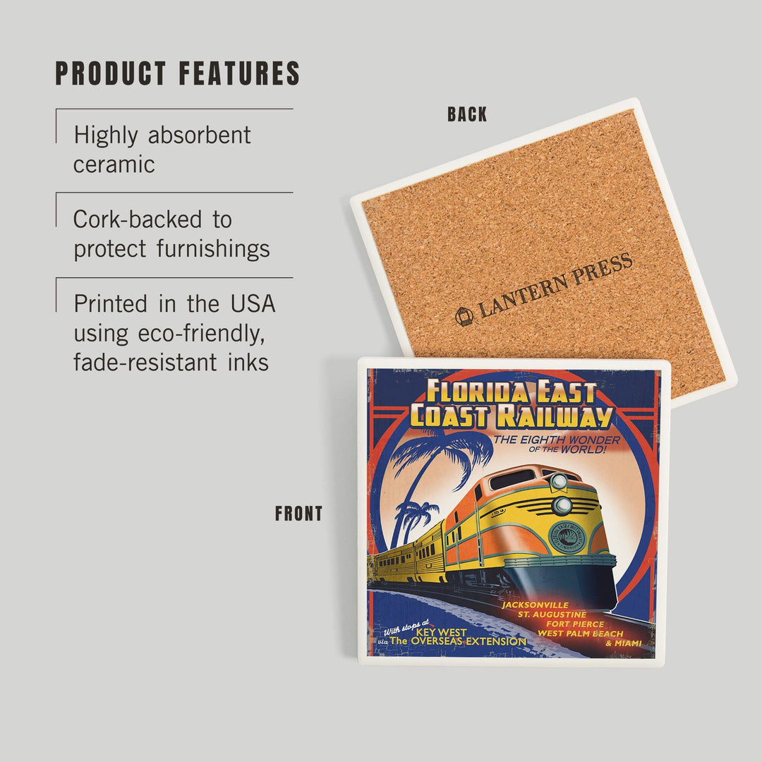 Key West, Florida, East Coast Railway, Coasters Coasters Lantern Press 