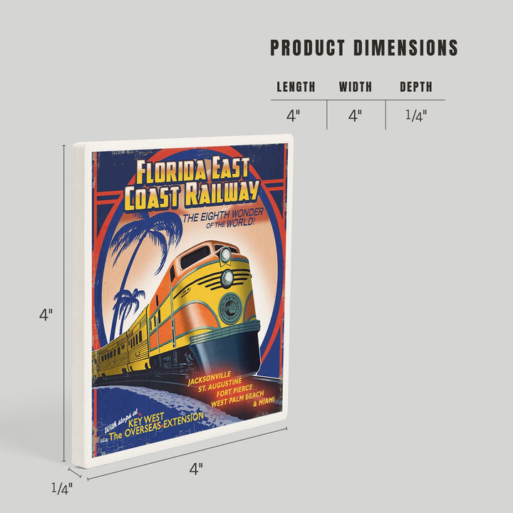 Key West, Florida, East Coast Railway, Coasters Coasters Lantern Press 
