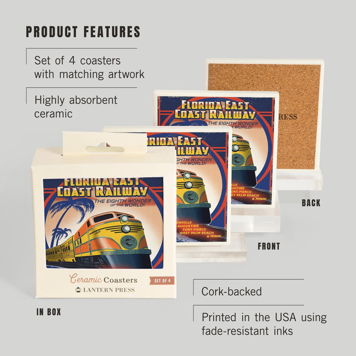 Key West, Florida, East Coast Railway, Coasters Coasters Lantern Press 