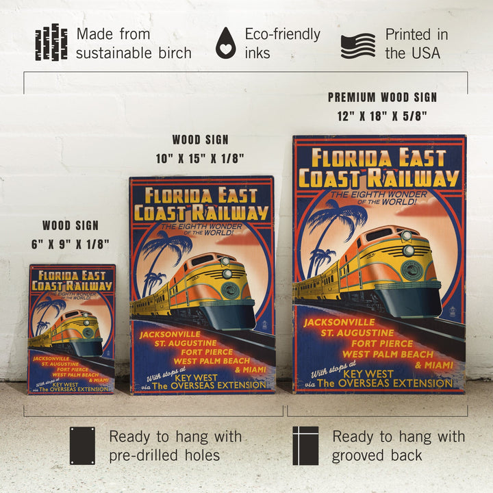 Key West, Florida, East Coast Railway, Lantern Press Artwork, Wood Signs and Postcards Wood Lantern Press 