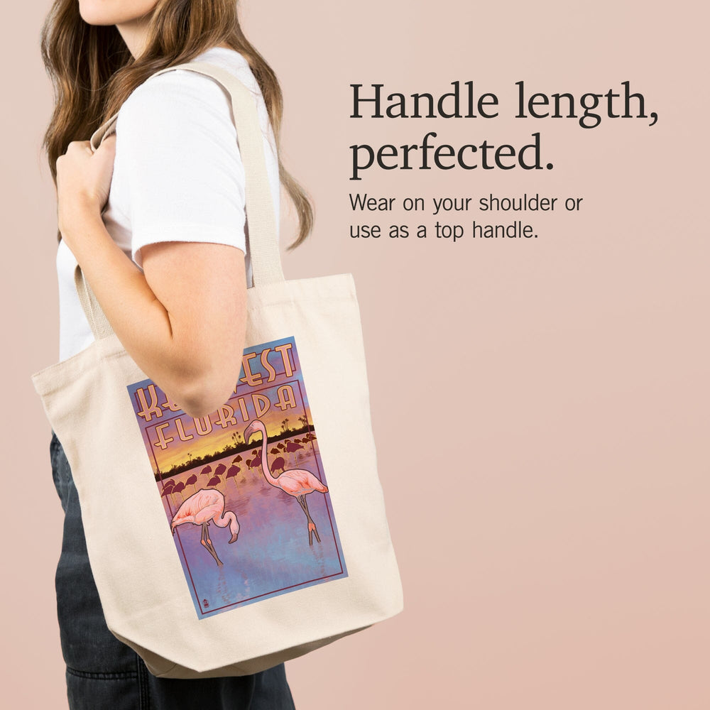 Key West, Florida, Flamingos at Sunset, Tote Bag Totes Lantern Press 