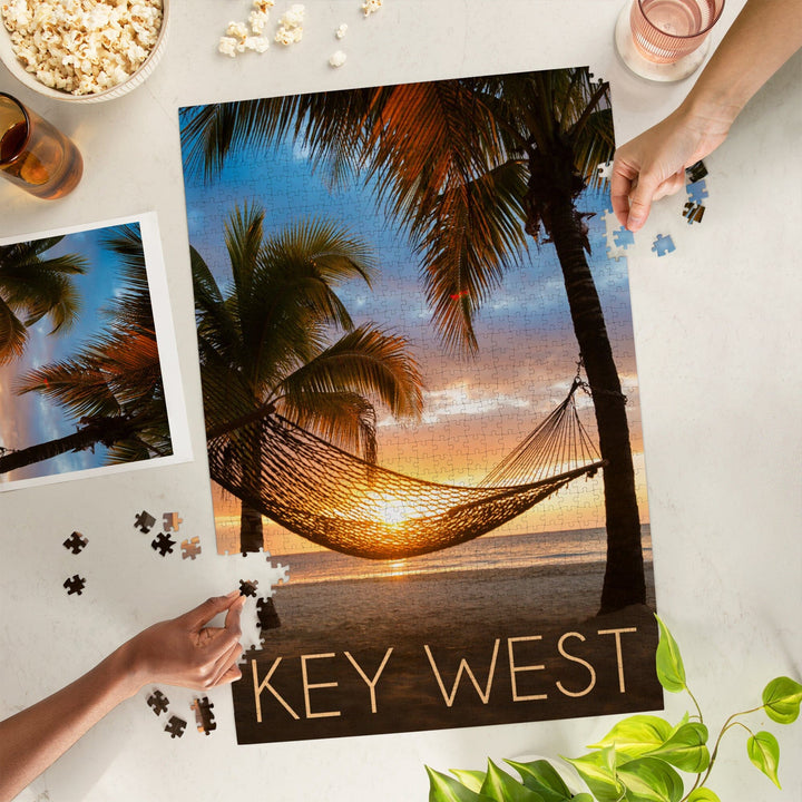 Key West, Florida, Hammock and Sunset, Jigsaw Puzzle Puzzle Lantern Press 