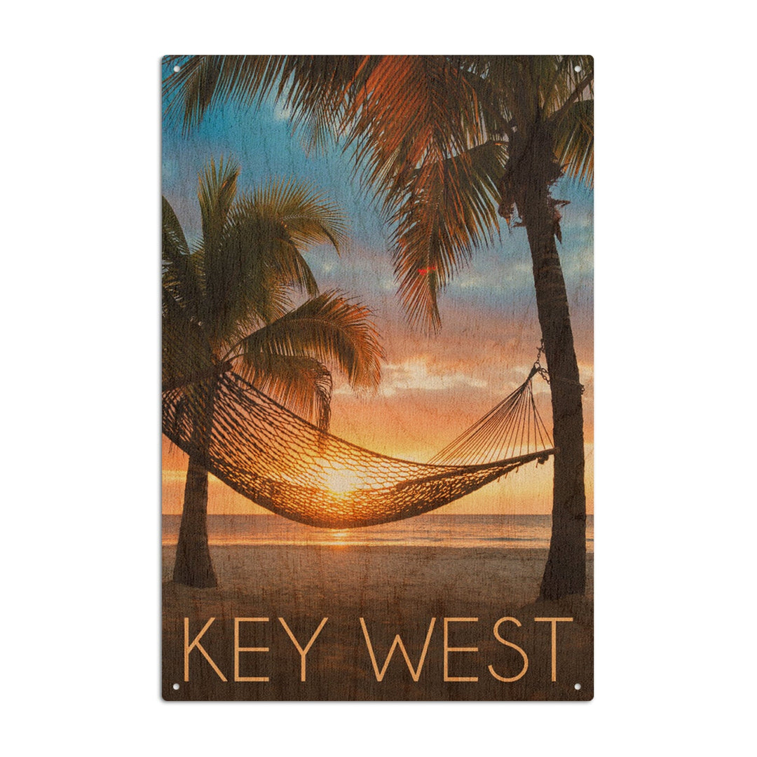 Key West, Florida, Hammock & Sunset, Lantern Press Photography, Wood Signs and Postcards Wood Lantern Press 10 x 15 Wood Sign 